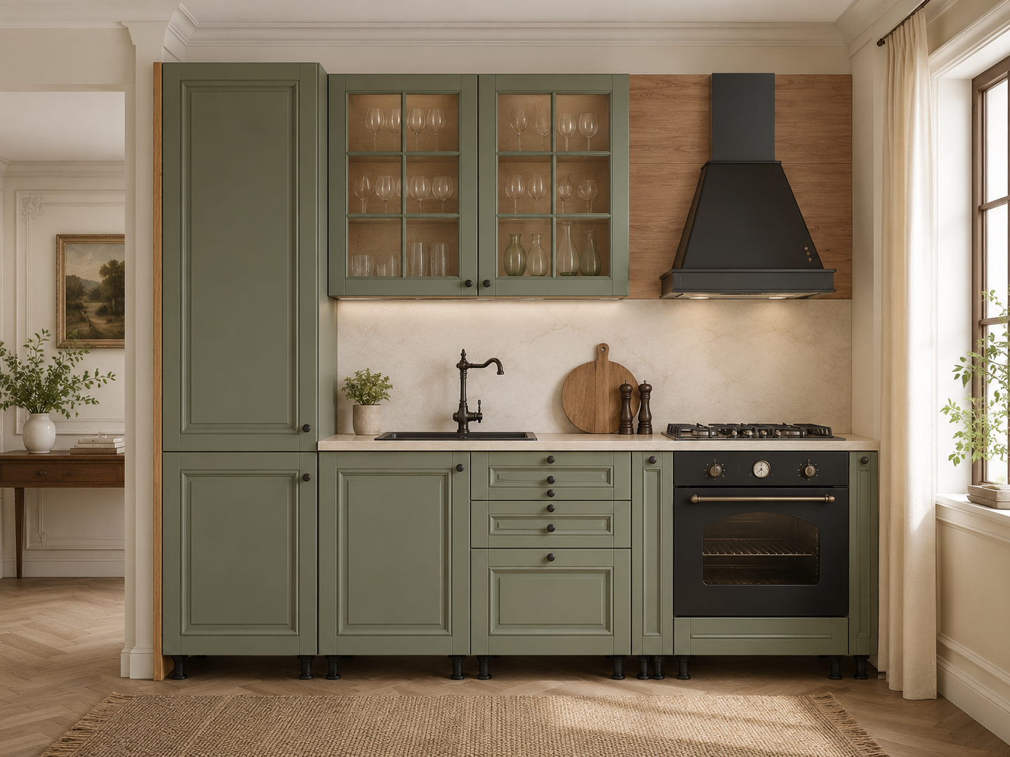 Bucătărie Classic Luxury Bucatarie9, cu fronturi MDF frezate și vopsite